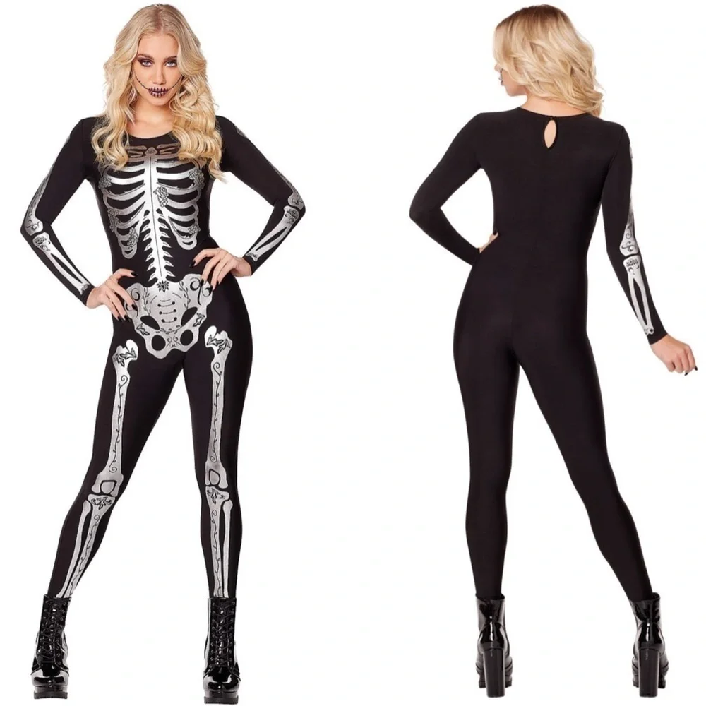 Spirit Adult Skeleton Catsuit Costume SzL - Picture 1 of 7